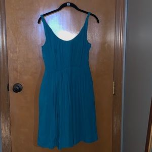 Madewell pleated teal dress with twist straps